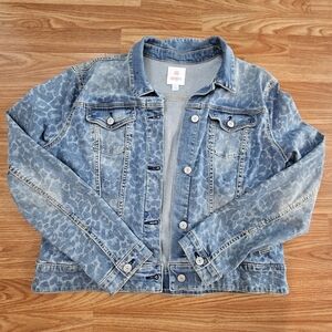 LuLaRoe Blue Jean Jacket with Animal Print